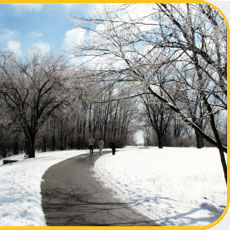 Pine Hill Lakes Park Bike path in winter